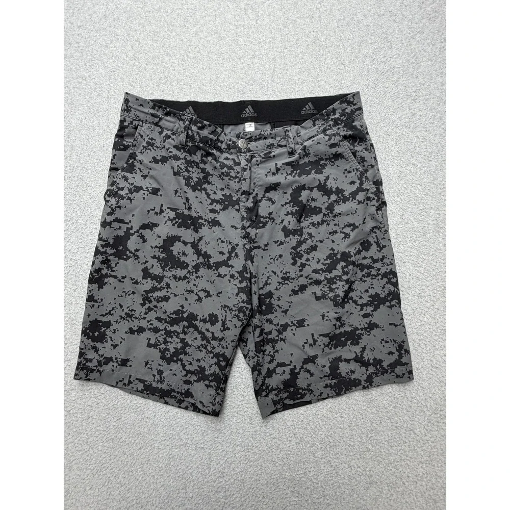 Adidas Shorts Mens‎ 32 Gray Camo Athletic Golf Performance Stretch 10 Inseam